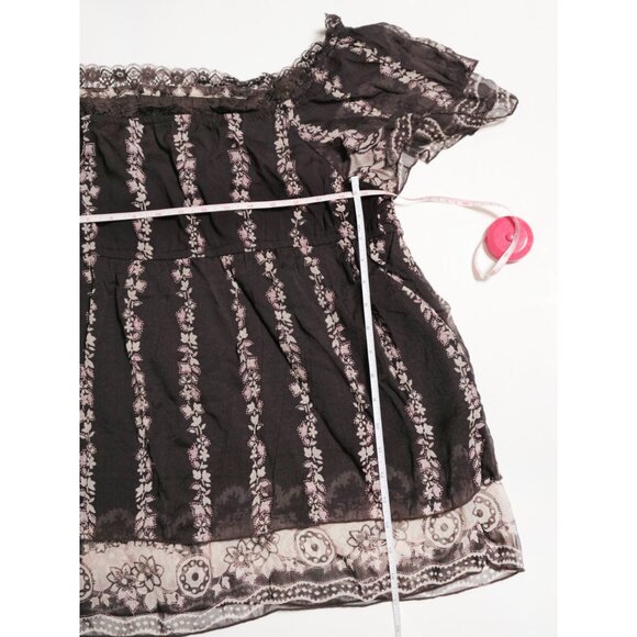 Sheer Fairycore Plum Floral Short Sleeve Babydoll Blouse 🍇 JAPANESE BRAND - Picture 9 of 9